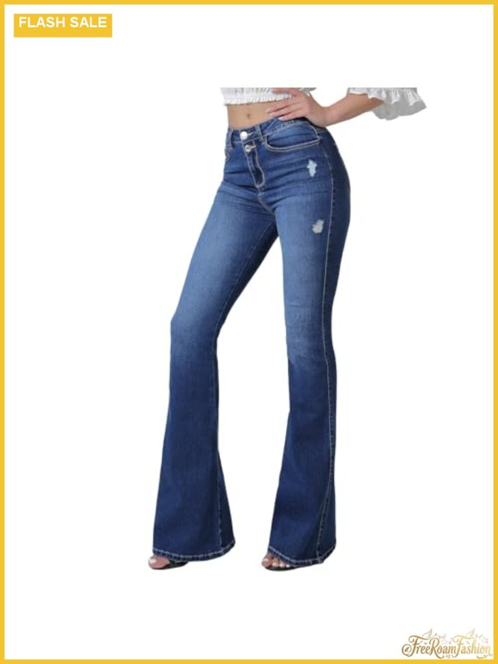 High Waist Wide Leg Flare Bell Bottom Stretchy Denim Jeans